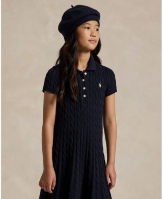 Big Girls Cable-Knit Cotton Polo Sweater Dress