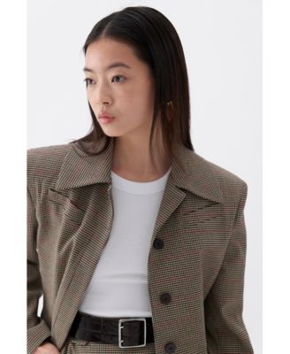 Women's Plaid Padded Shoulder Jacket