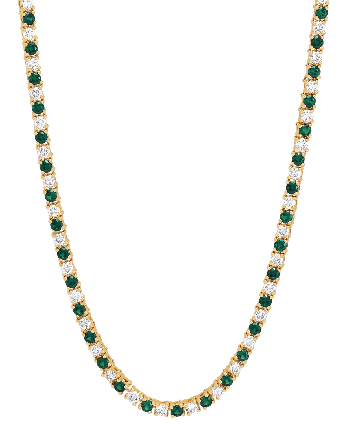 Grown With Love Lab Grown Sapphire (3-3/4 Ct. T.w.) & Lab Grown Diamond (2-1/2 Ct. T.w.) Tennis Necklace In 14k Whit In Emerald