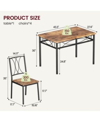 Kitchen Dining Room Table Set for 4 with Chairs, Dining Table with Chairs, 5 Piece Dining Table Set