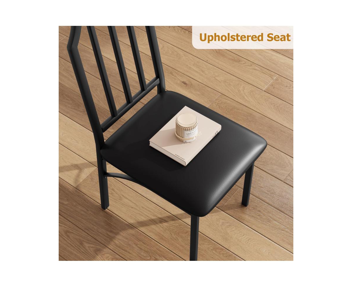 gaomon Glass Dining Table Set for 4, Kitchen Table Chairs Set of 4 with Comfortable Pu Cushion, Dining Room Table Set for 4 with Kitchen Chairs Furnit