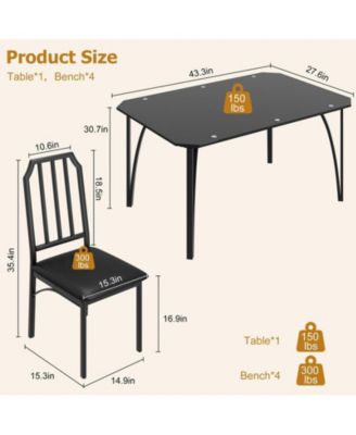 Glass Dining Table Set for 4, Kitchen Table Chairs Set of 4 with Comfortable PU Cushion, Dining Room Table Set for 4 with Kitchen Chairs Furniture Suitable for Small Space/Apartment