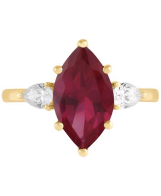 Lab Grown Ruby (3-1/3 ct. t.w.) & Lab Grown Diamond (1/2 ct. t.w.) Marquise Ring in 14k Gold (Also in Lab Grown Emerald & Lab Grown Sapphire)