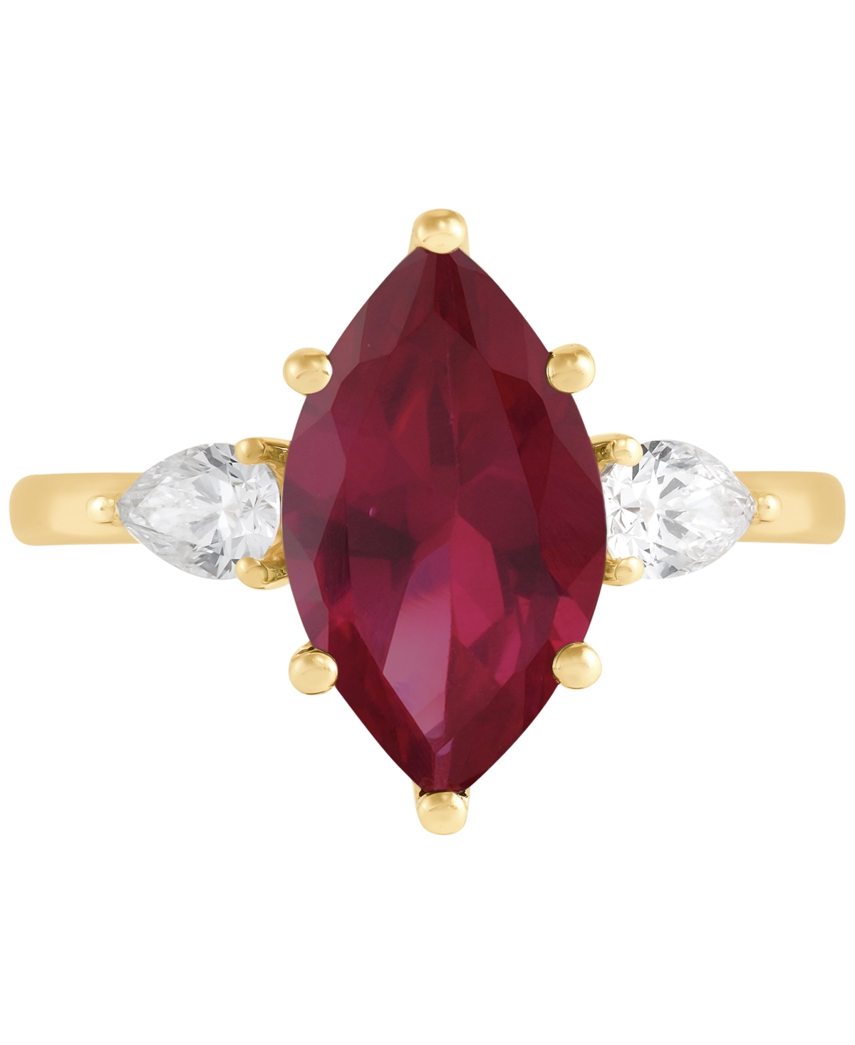 Grown With Love Lab Grown Ruby (3-1/3 Ct. T.w.) & Lab Grown Diamond (1/2 Ct. T.w.) Marquise Ring In 14k Gold (also I In Ruby