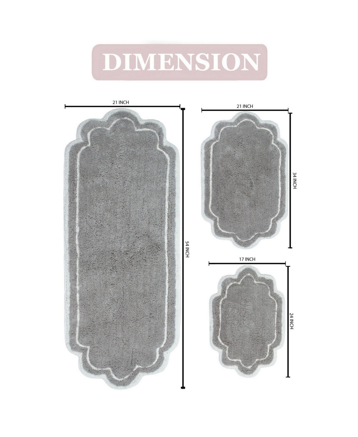 Home Weavers Allure Bathroom 3-pc. Bath Rug Set In Gray