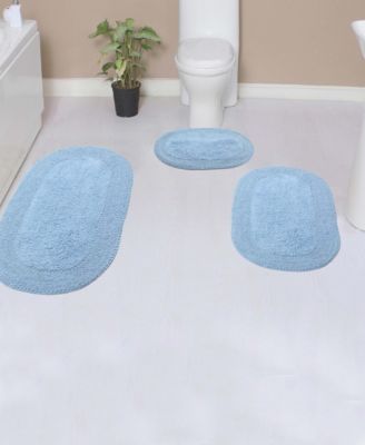Double Ruffle 3-Pc. Bath Rug Set with Runner