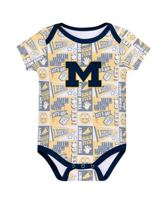 Newborn Navy Michigan Wolverines Sunday Comics 3-Pack Bodysuit Set