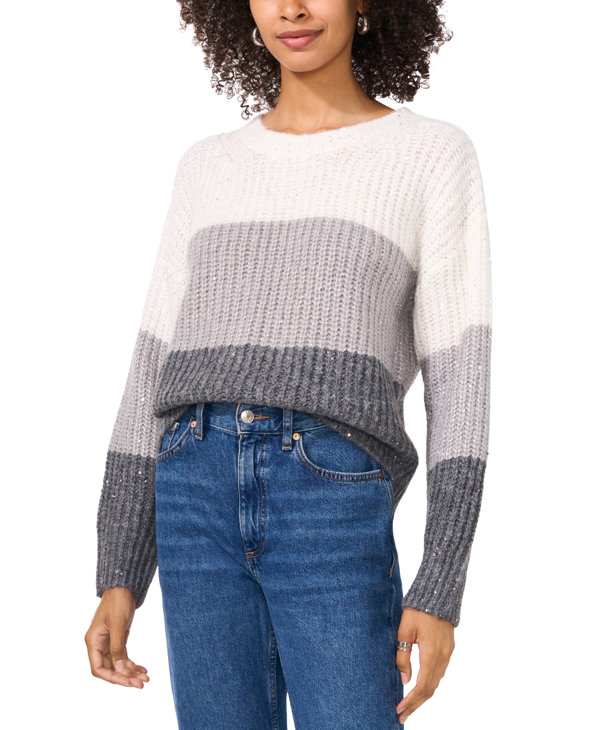 VINCE CAMUTO WOMEN'S COLORBLOCKED CREWNECK SWEATER 