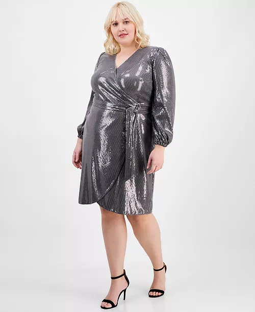 plus size mommy & me sequined long-sleeve dress, exclusively at macy's