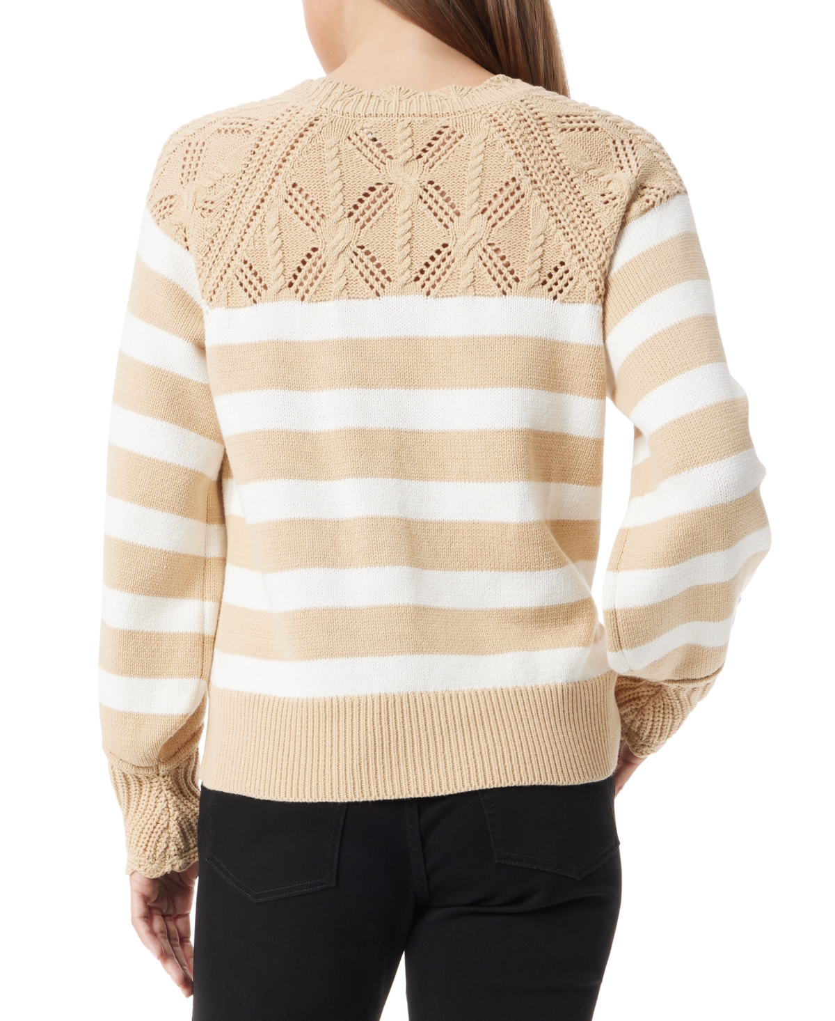 SAM EDELMAN WOMEN'S JOY NOVELTY YOKE STRIPED SWEATER 