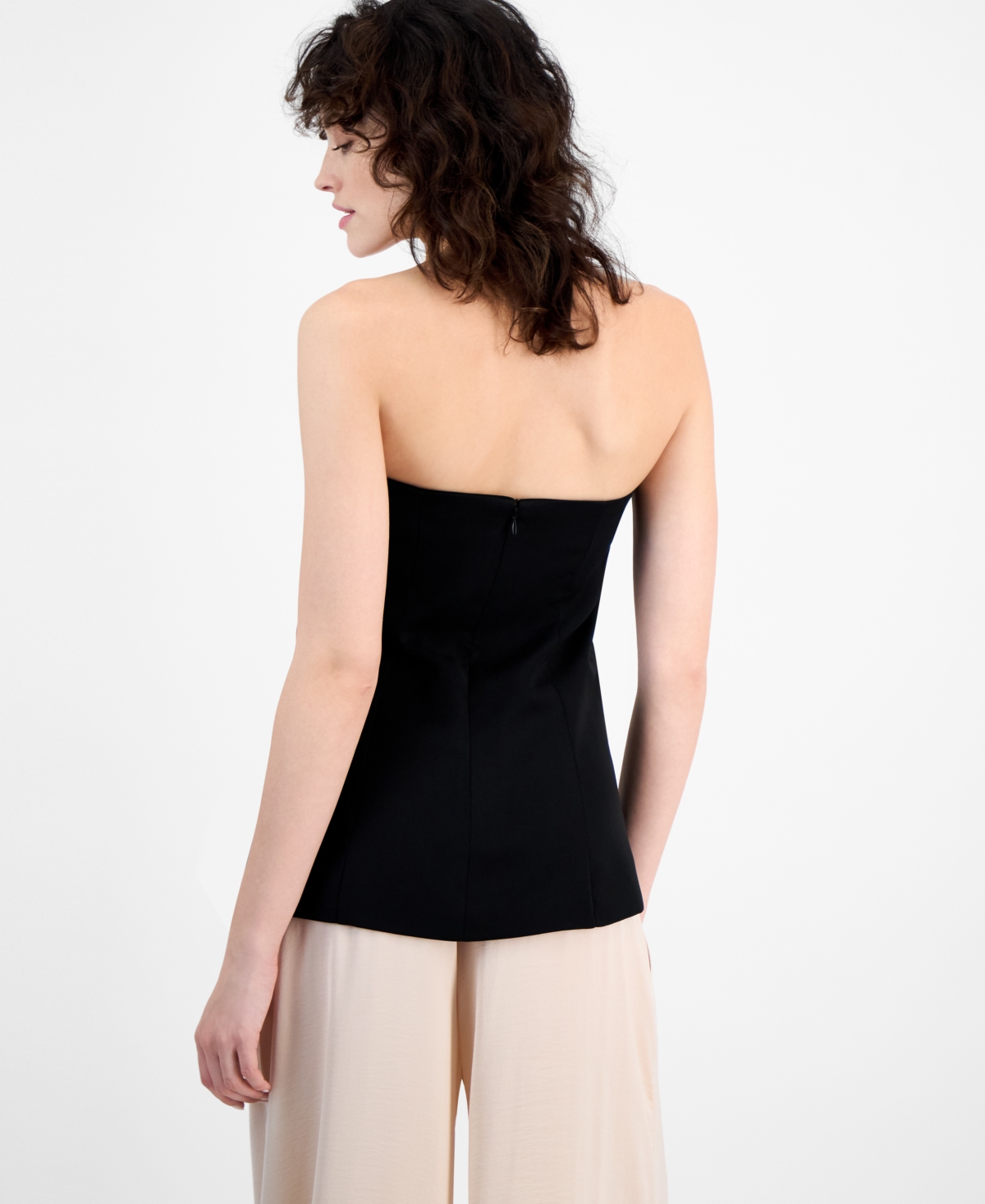 BAR III WOMEN'S STRAPLESS BUTTON-FRONT CORSET VEST TOP, EXCLUSIVELY AT MACY'S 