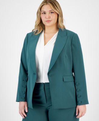 Plus Size Long-Sleeve One-Button Blazer