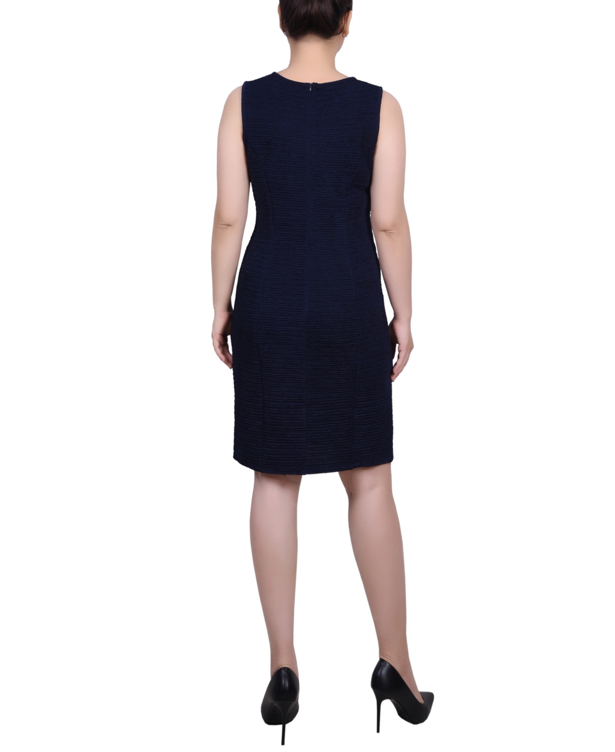 Shop Ny Collection Petite Two Piece Novelty Knit And Lace Dress Set In Navy