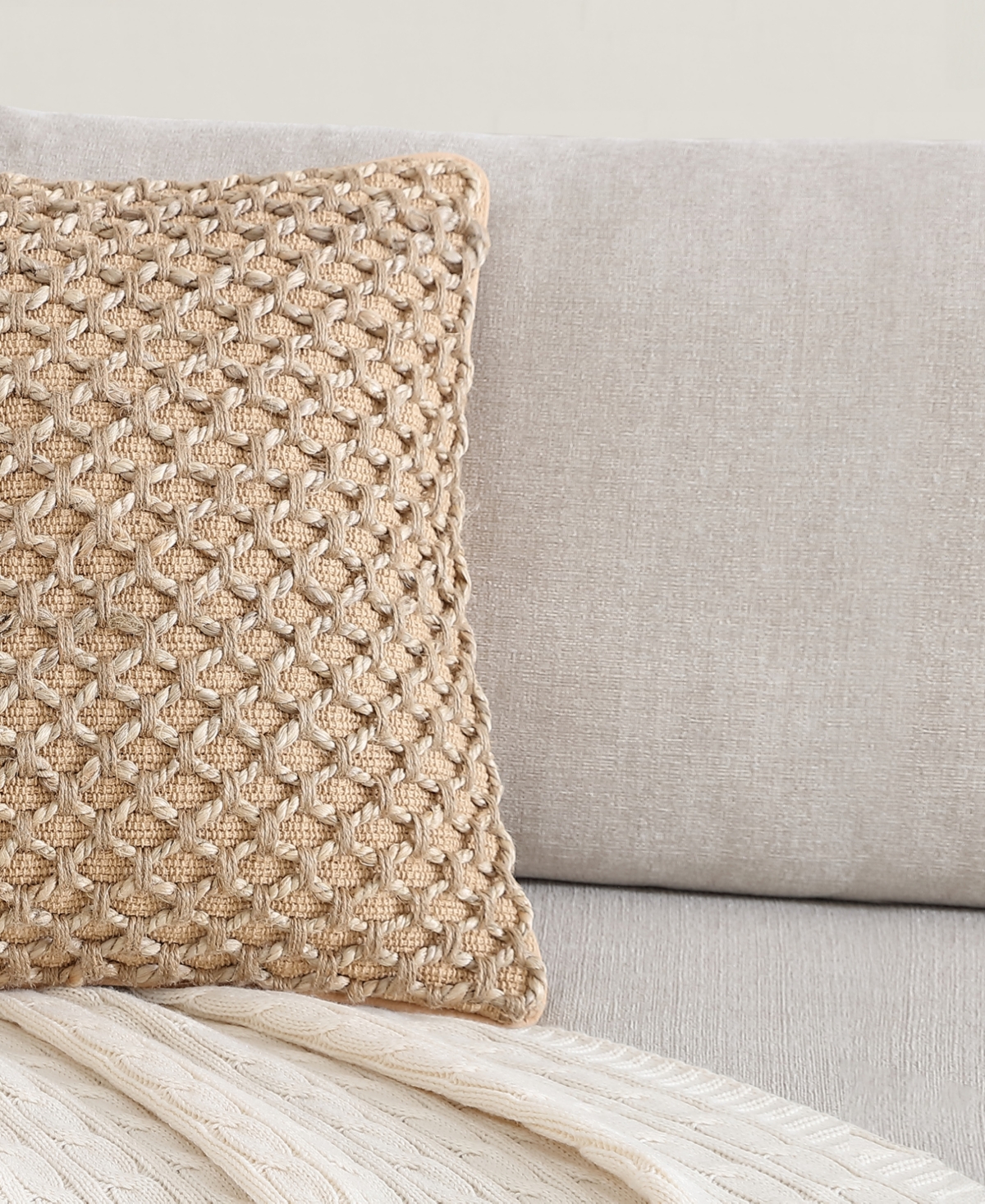 Boho Living Jada Jute Decorative Pillows 2 Piece Set, 20" X 20" In Beige