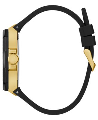 Men's Multi-Function Black Silicone Watch, 45mm