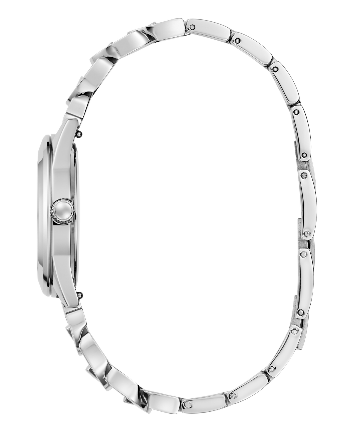 Guess Women's Analog Silver Tone Stainless Steel And Pink Silicone Interchangeable Strap Watch, 32mm In Silver Tone