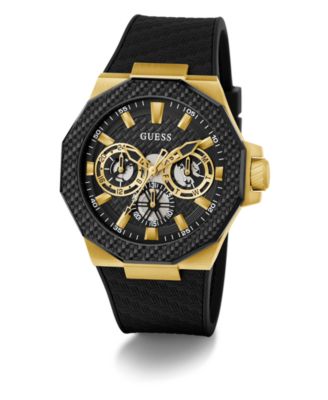 Men's Multi-Function Black Silicone Watch, 45mm