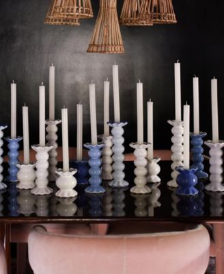 Signature Medium Knobbed Candle Holder with Ruffle, Set of 2