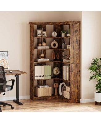 Corner MDF boards Bookshelf 72.8in Farmhouse Bookcase Large Bookshelf