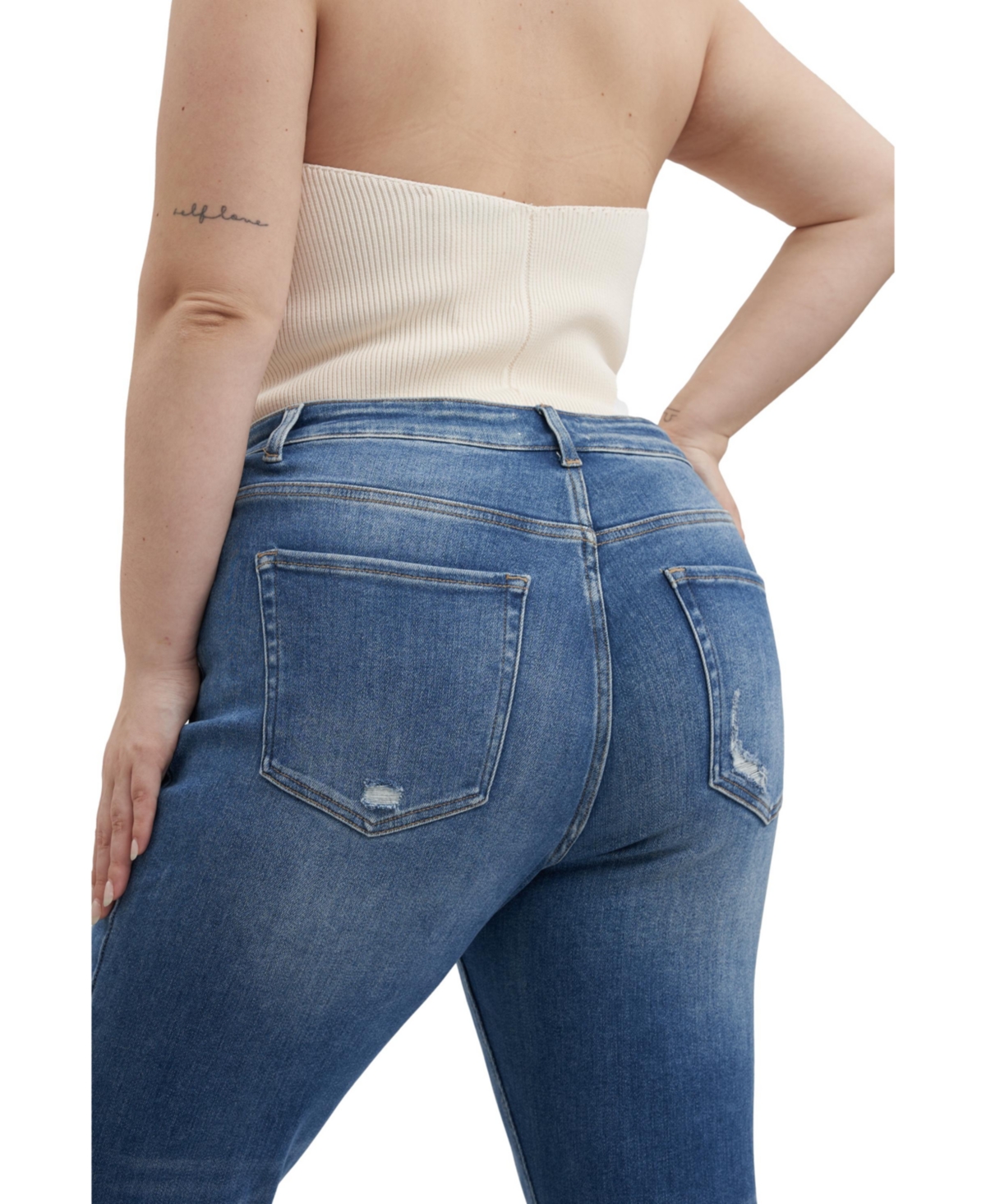 Bayeas Plus Size High Rise Grinded Mom Jeans