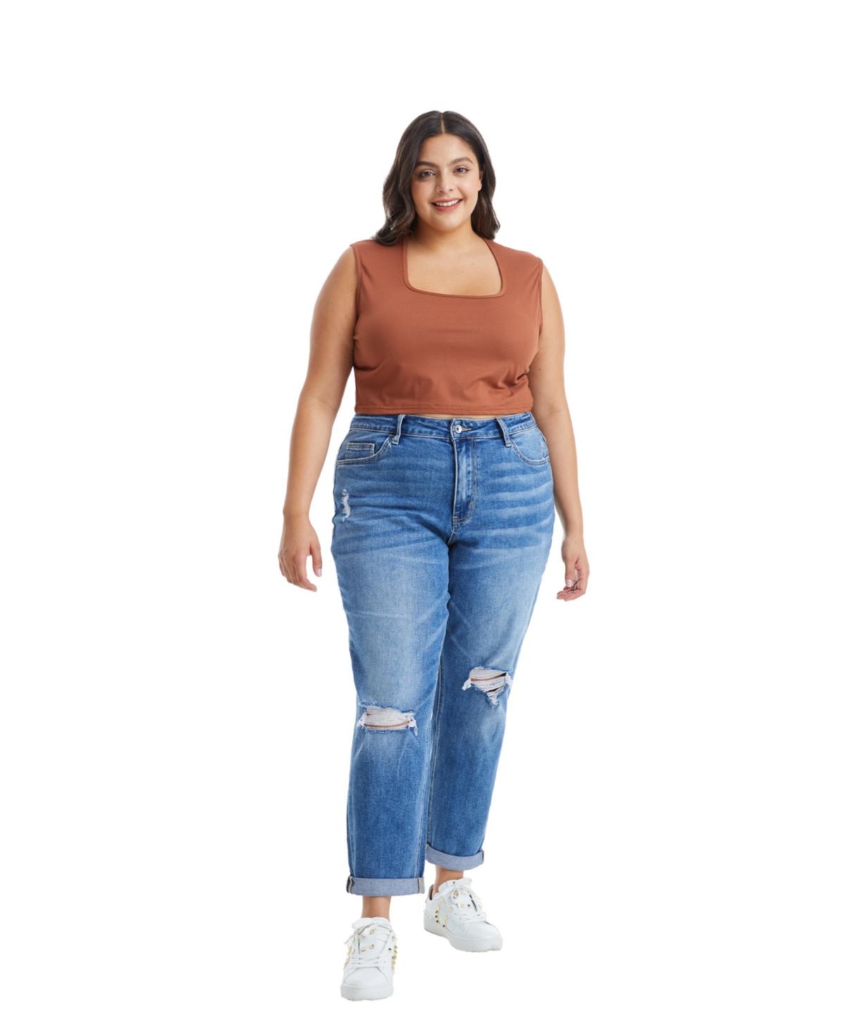 Bayeas Plus Size High Rise Relaxed Boyfriend Jeans