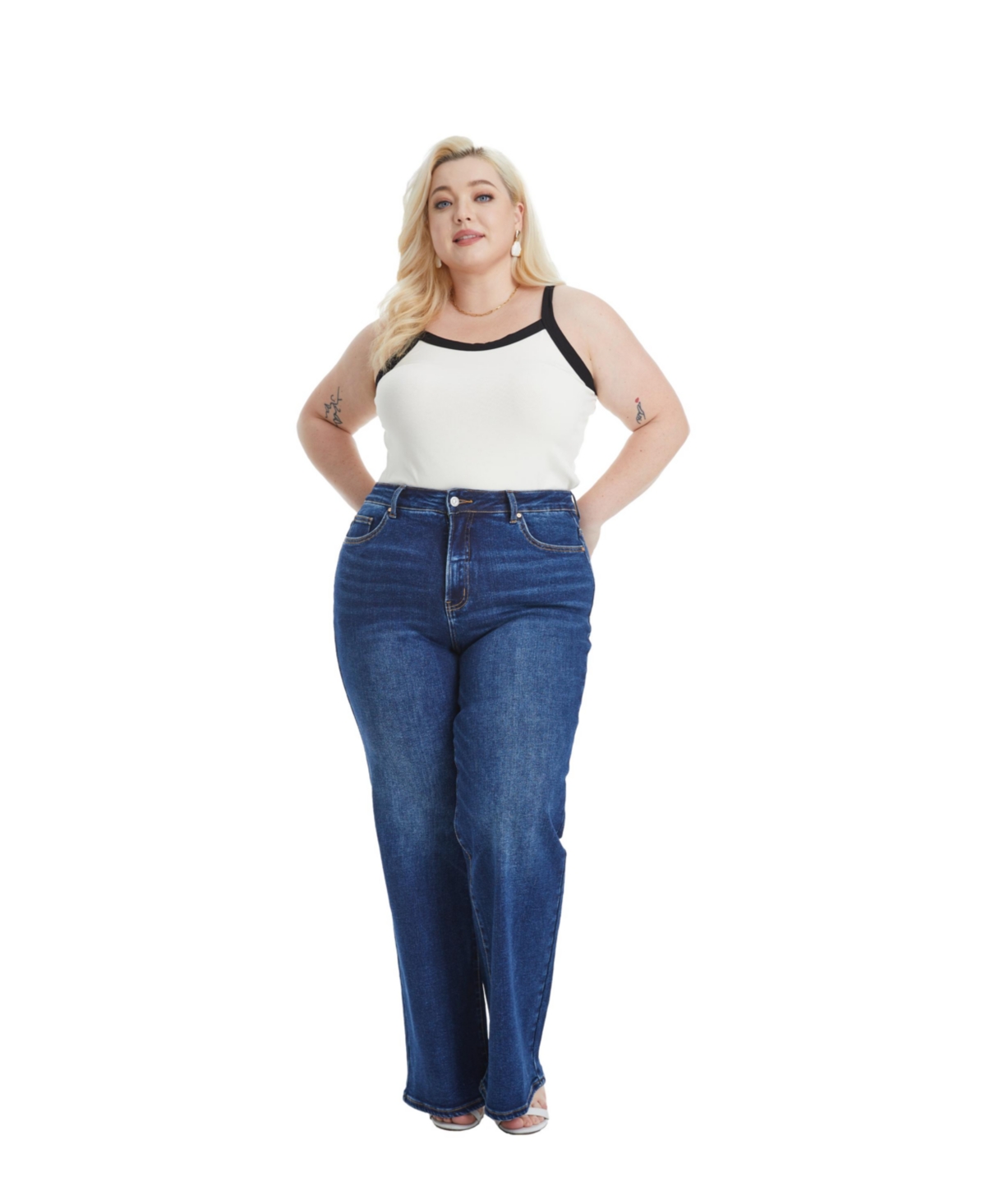 Bayeas Plus Size Linda High Rise Wide Leg Jeans