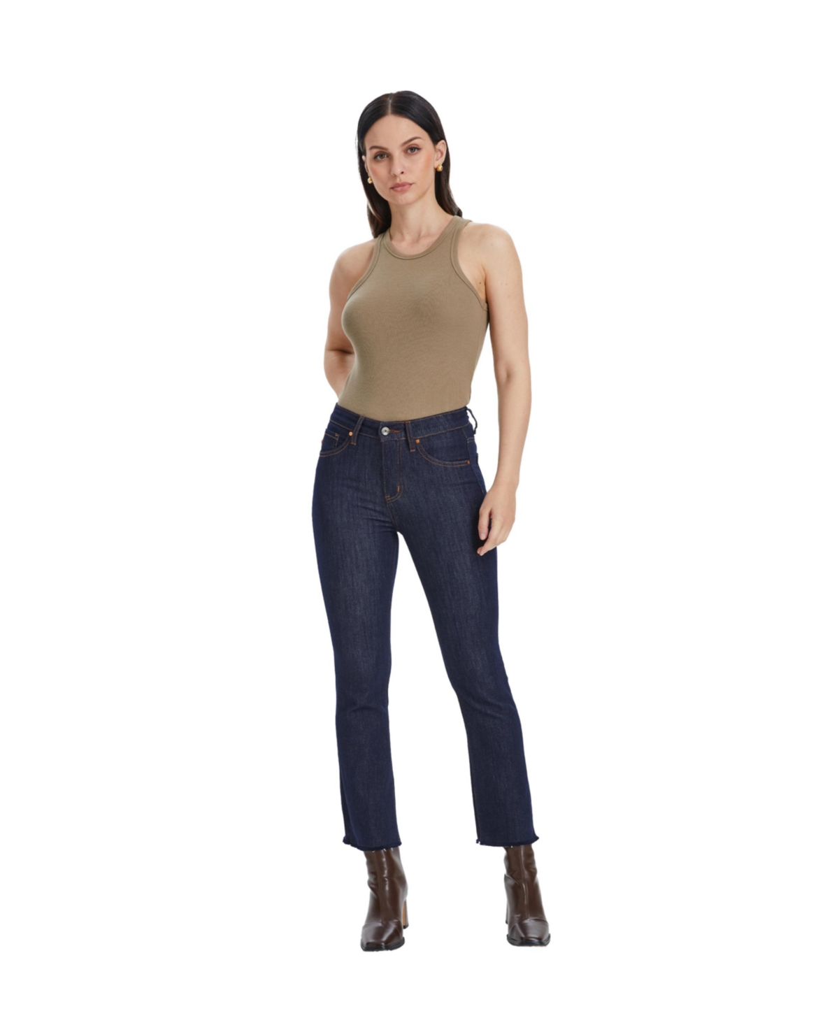 Bayeas Women's High Rise Raw Hem Straight Jeans