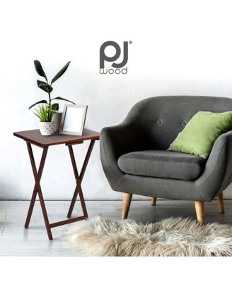 Folding TV Tray Portable Living Room Snack Table, 2 Piece Set, Honey Oak