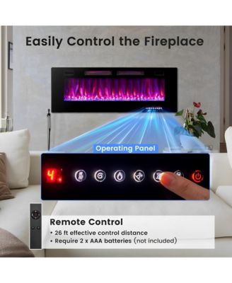 50 Inch Ultra-Thin Electric Fireplace with Decorative Crystals