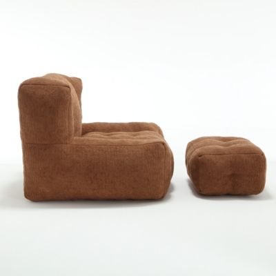 Fluffy Bean Bag Chair with Ottoman, Super Soft Lazy Sofa for Living Room-The Pop Home