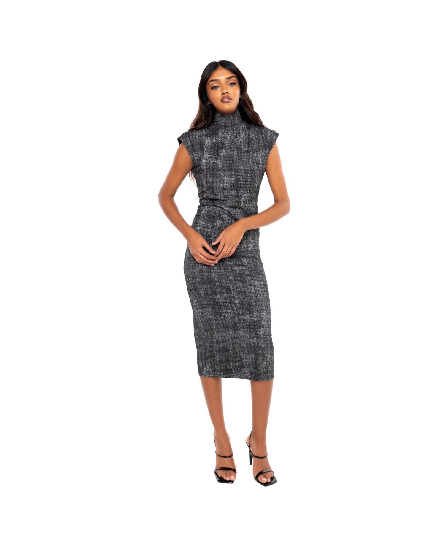 Women's SCRATCH SLEEVELESS ZIP TURTLENECK TOP