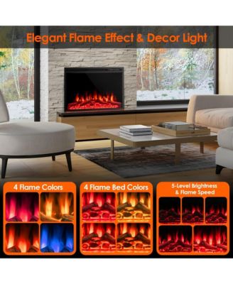 34 Inch Electric Fireplace Recessed with Adjustable Flames