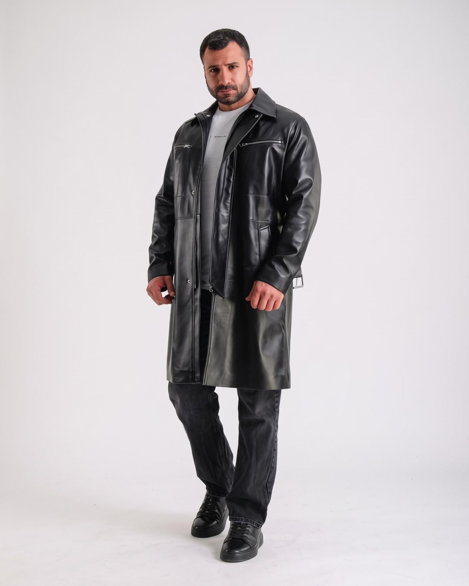 Men's Camden Leather Trench Coat