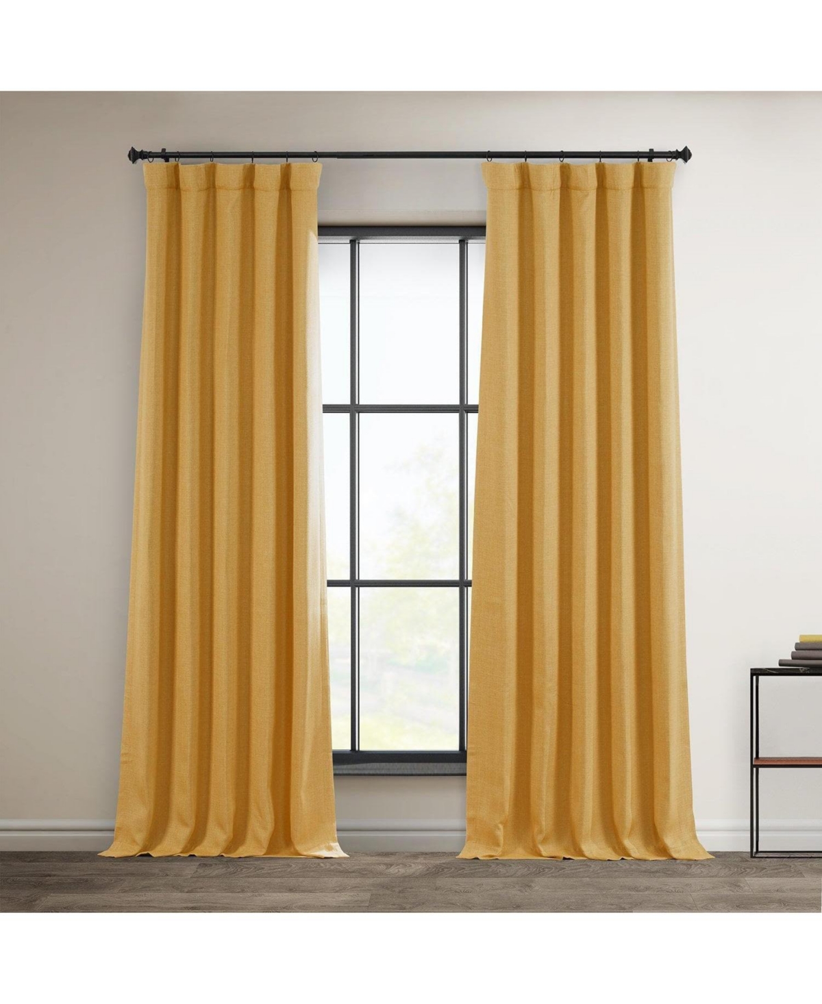 Half Price Drapes Textured Faux Linen Room Darkening Curtain