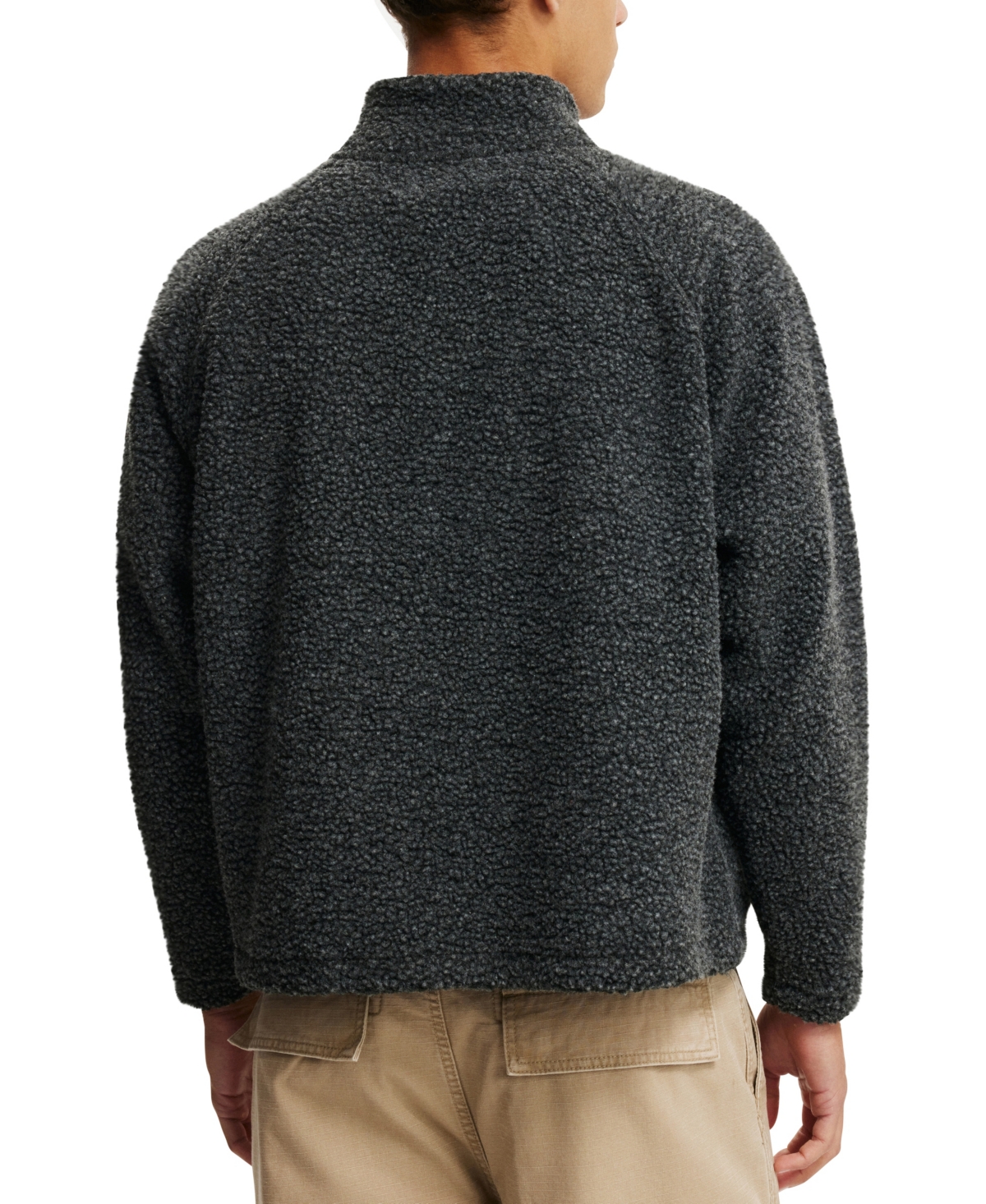 COTTON ON MEN'S TEDDY 1/2 ZIP FLEECE SWEATSHIRT 