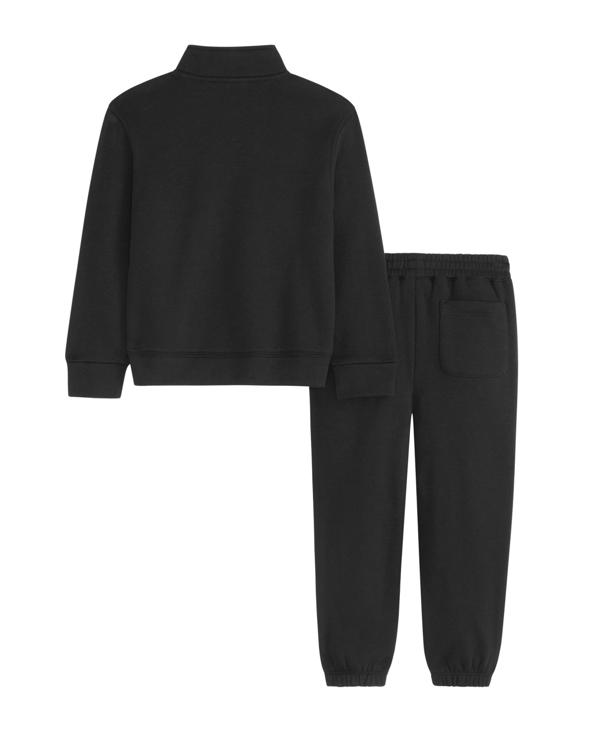 Scotch & Soda Little Boys Quarter Zip Fleece Pullover Sweatshirt And Jogger, 2-piece Set In Black