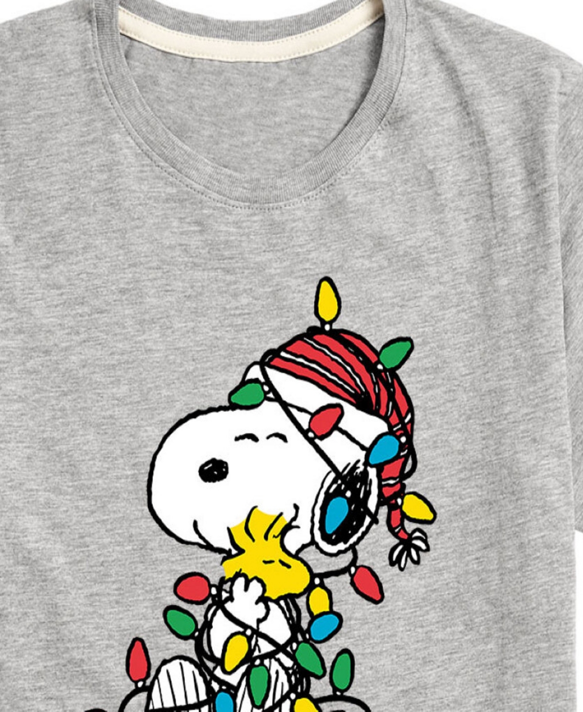 Hybrid Big Boys Peanuts Snoopy Lights Graphic Tee In Grey