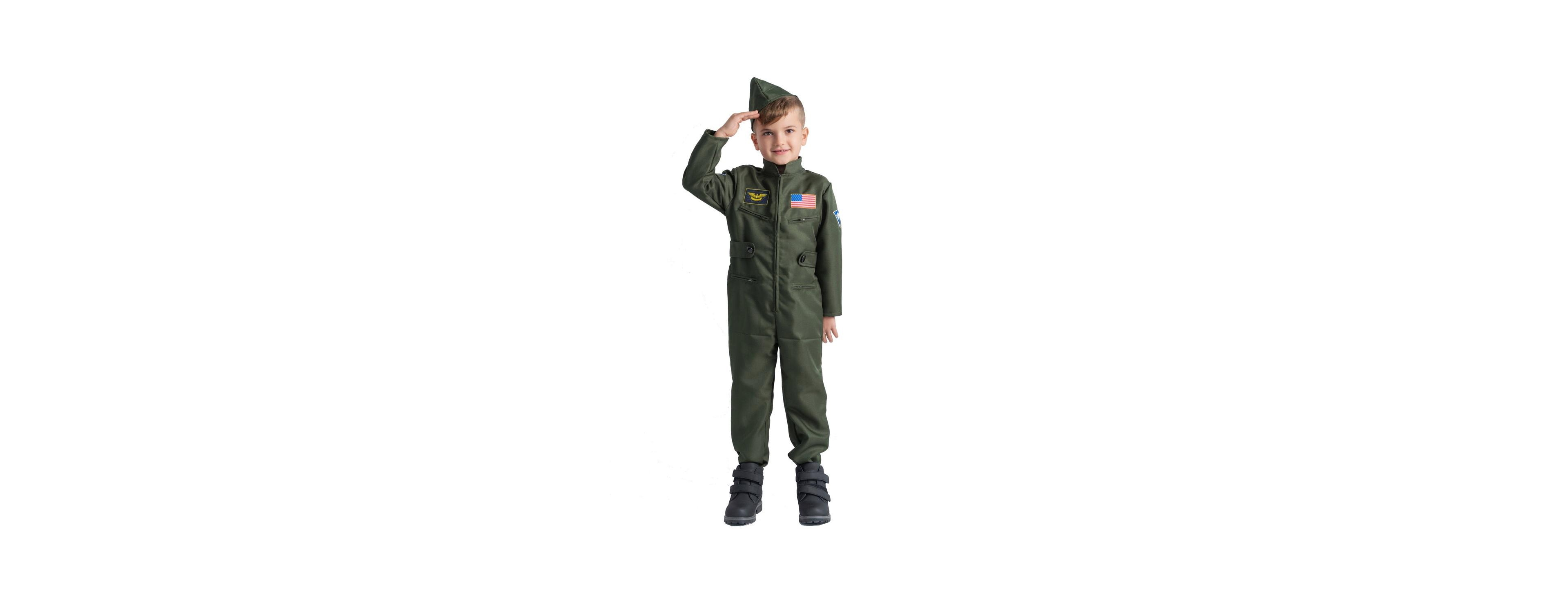 Dress Up America Kids Fighter Pilot Jumpsuit & Hat Costume Set