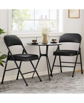 4 Pack Folding Chairs With Padded Cushion and Back, Folding Chairs for Outside, Foldable Chairs With Metal Frame Hold Up to 350 Lbs