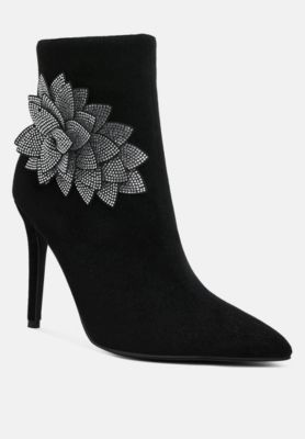 Womens Yarrow Rhinestones Petal Detail Boots