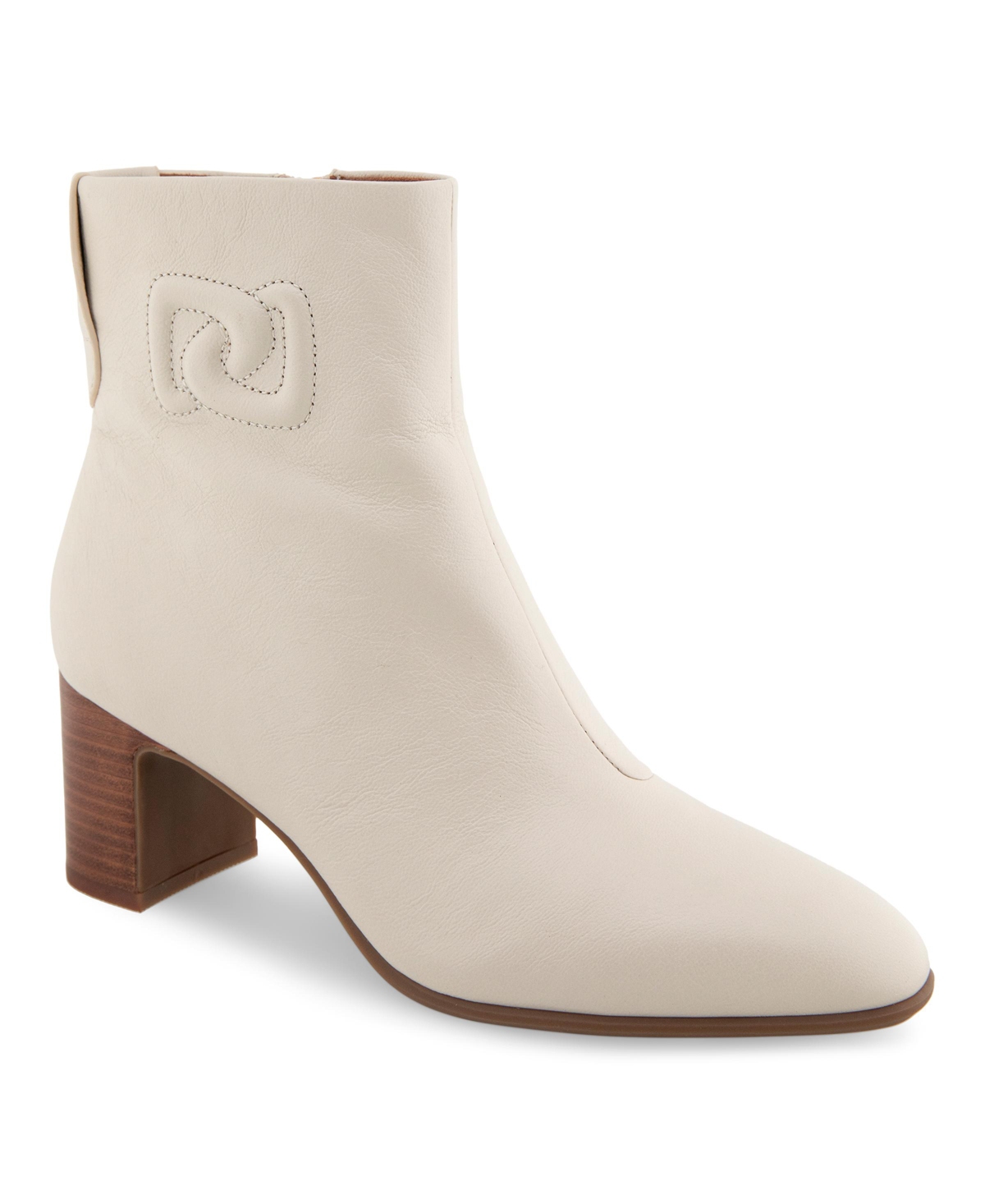 Aerosoles Women's Magnus Logo Embossed Booties In Eggnog Smooth Leather