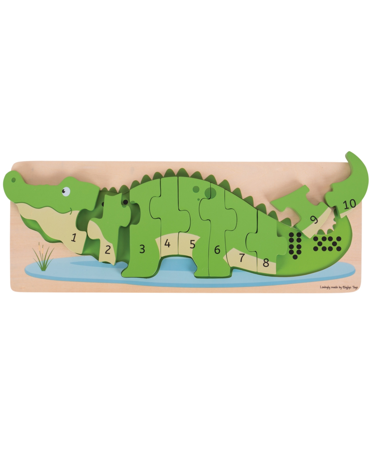 Bigjigs Toys Crocodile Number Puzzle, 10 Pieces In Multi