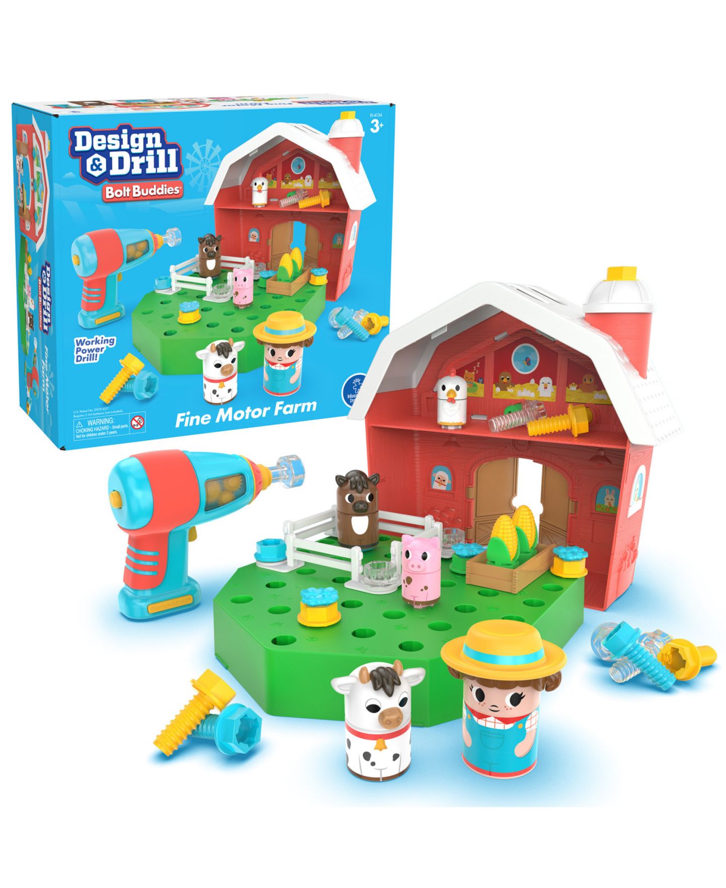 Детский конструктор Educational Insights Barn Bolt Buddies 24-Piece Building Set, Ages 3+ — фото 1