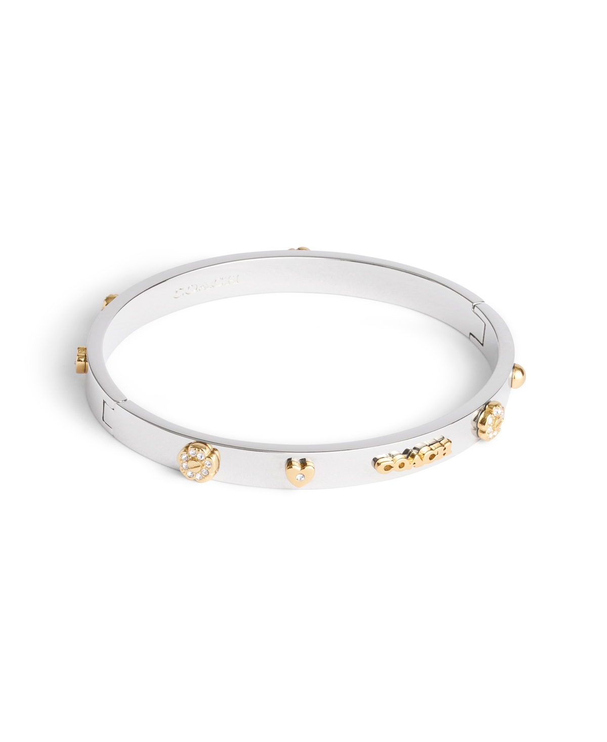 Coach Faux Stone Signature Mixed Motif Bangle Bracelet - Two-tone