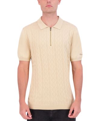 KARL LAGERFELD PARIS - Men's Cable Knit Zip Sweater Polo