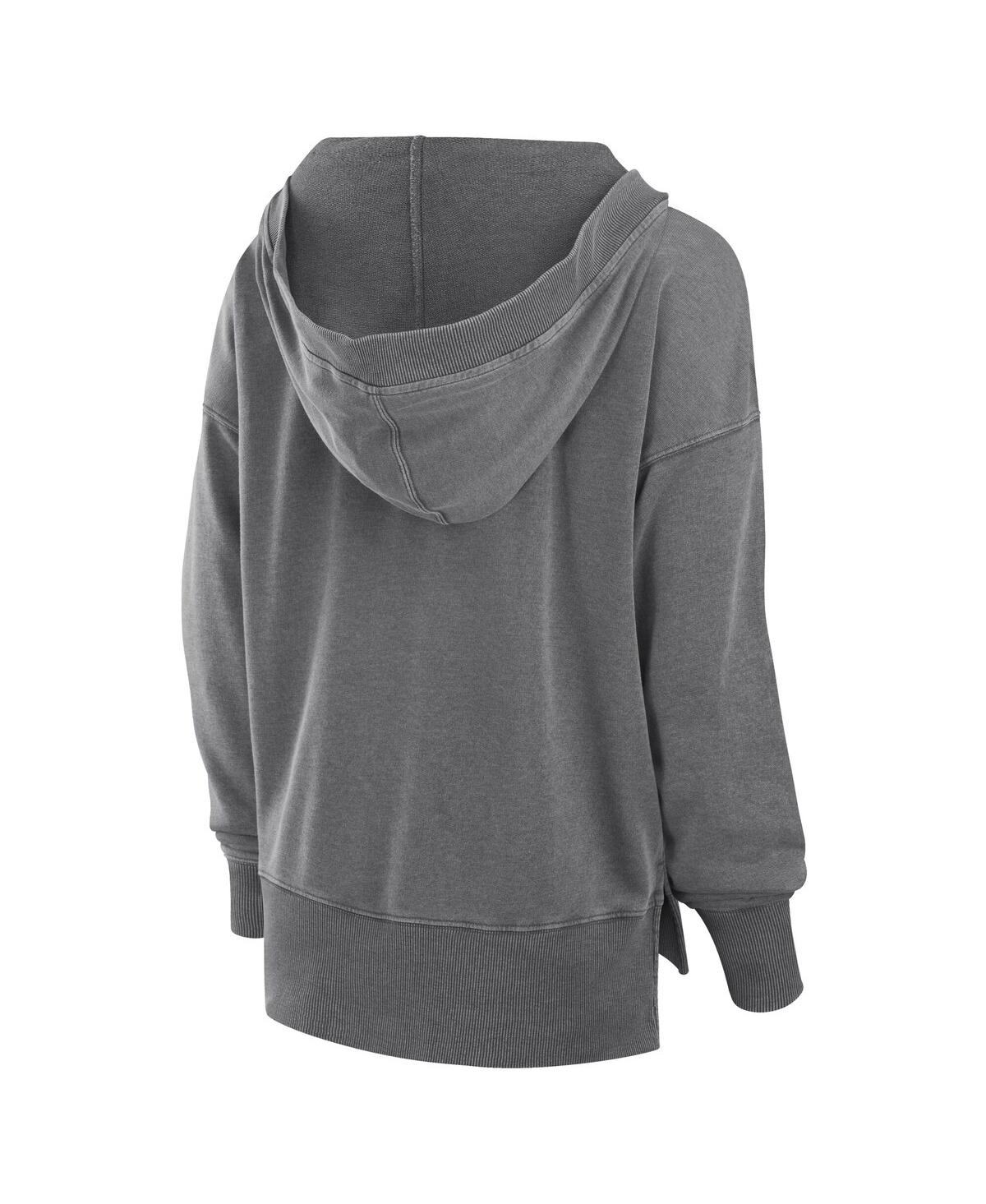 Fanatics Women's Heather Charcoal Minnesota Vikings Initiative Snow Wash French Terry V-neck Pullover Hoodie In Heather Charcoal
