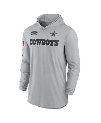 Men's Gray Dallas Cowboys 2024 Salute to Service Lightweight Performance Long Sleeve Hooded T-Shirt