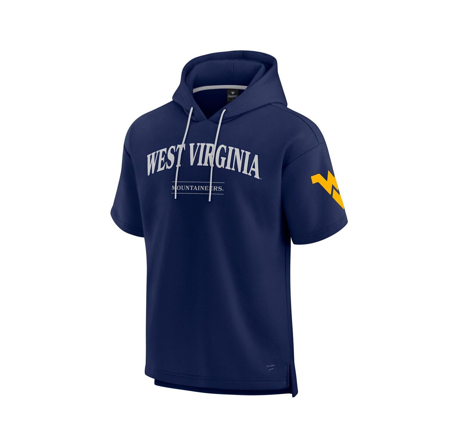 Men's Navy West Virginia Mountaineers Ready Short Sleeve Pullover Hoodie