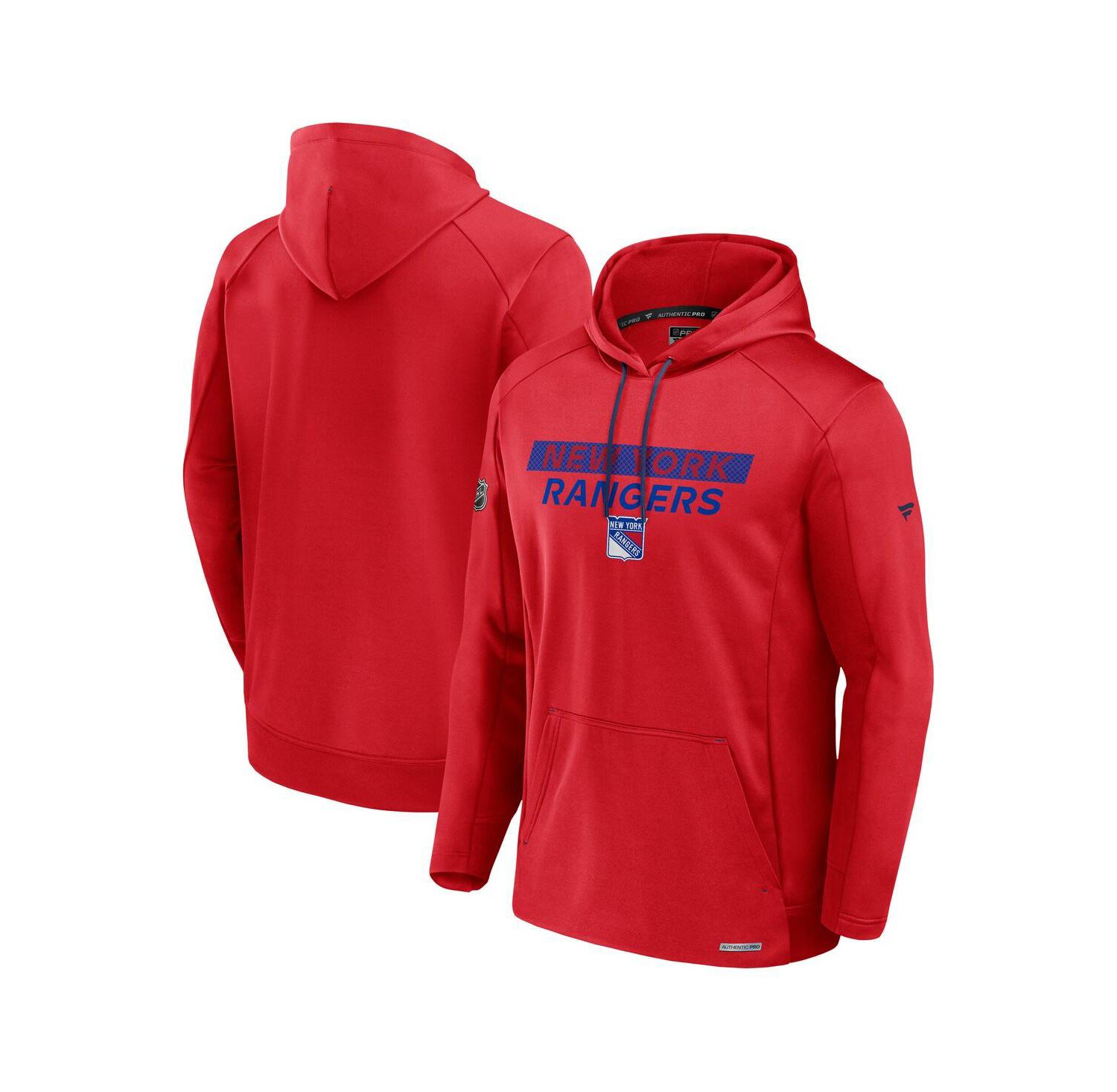 Men's Red New York Rangers Authentic Pro Rink Fleece Pullover Hoodie