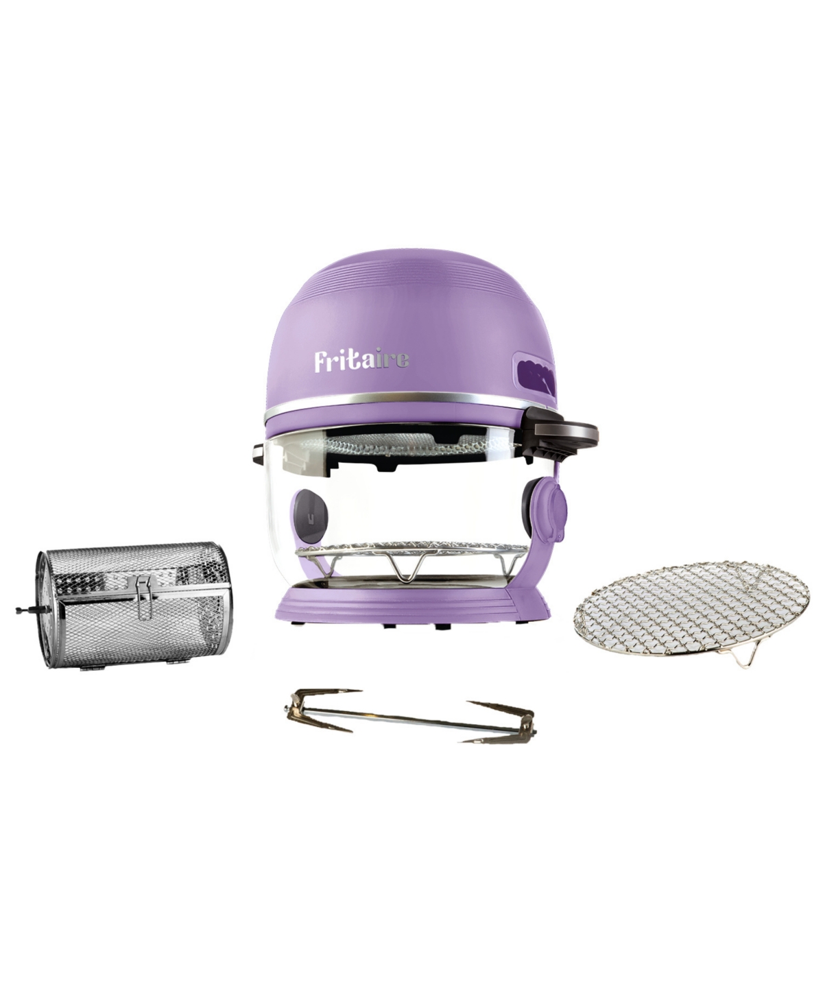 Fritaire Self Cleaning Glass Bowl Air Fryer Set, 4 Piece In Lavender